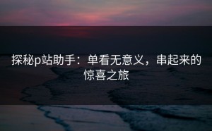 探秘p站助手：单看无意义，串起来的惊喜之旅