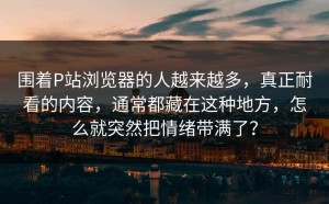 围着P站浏览器的人越来越多，真正耐看的内容，通常都藏在这种地方，怎么就突然把情绪带满了？