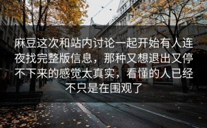 麻豆这次和站内讨论一起开始有人连夜找完整版信息，那种又想退出又停不下来的感觉太真实，看懂的人已经不只是在围观了