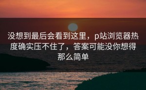 没想到最后会看到这里，p站浏览器热度确实压不住了，答案可能没你想得那么简单