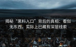 揭秘“黑料入口”背后的真相：看似无东西，实际上已藏有深层线索