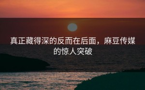 真正藏得深的反而在后面，麻豆传媒的惊人突破