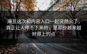 麻豆这次和内容入口一起突然火了，真正让人停不下来的，是那些越来越对得上的点