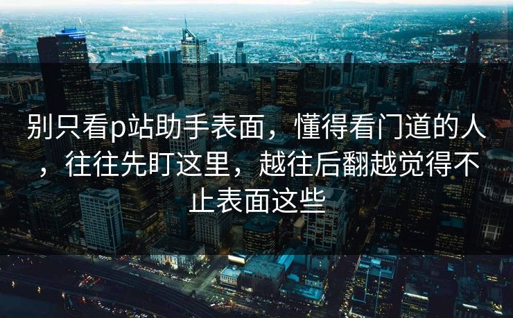 别只看p站助手表面，懂得看门道的人，往往先盯这里，越往后翻越觉得不止表面这些
