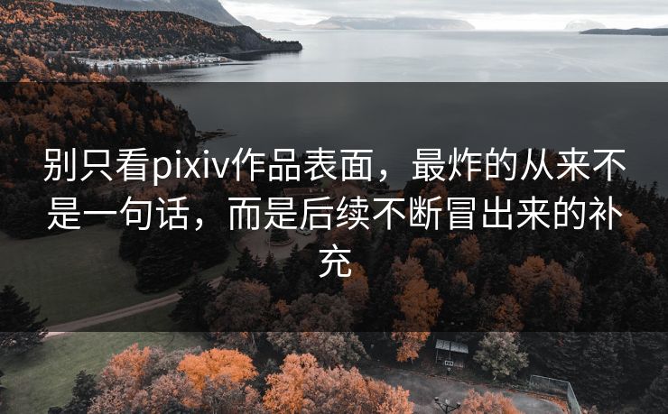 别只看pixiv作品表面，最炸的从来不是一句话，而是后续不断冒出来的补充