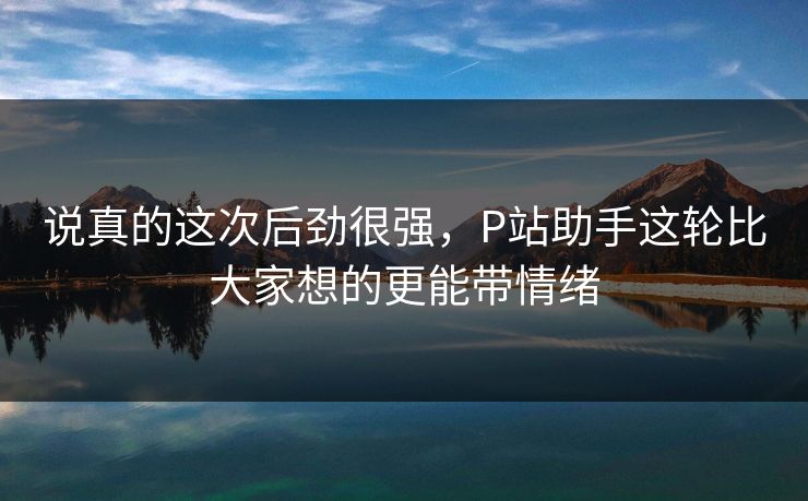 说真的这次后劲很强，P站助手这轮比大家想的更能带情绪