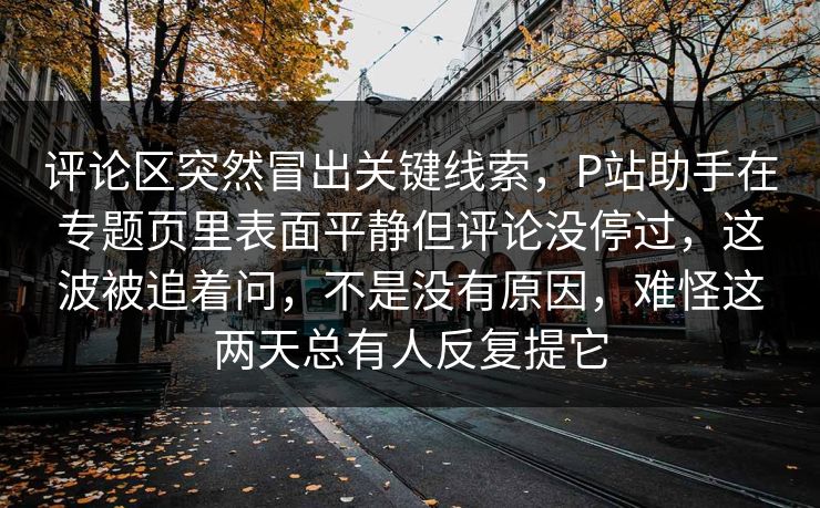 评论区突然冒出关键线索，P站助手在专题页里表面平静但评论没停过，这波被追着问，不是没有原因，难怪这两天总有人反复提它