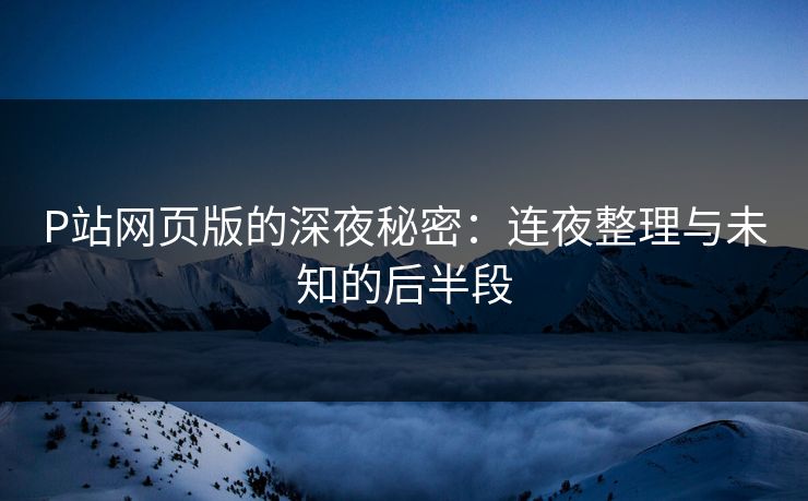 P站网页版的深夜秘密：连夜整理与未知的后半段